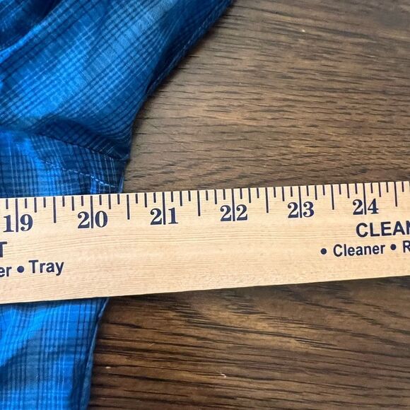 Panhandle Rough Stock Cotton size L Blue Plaid Western Shirt. Pearl snap. - Picture 10 of 12